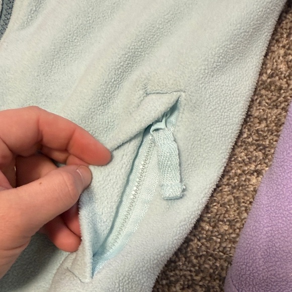 Lands' End Kids Fleece Hoodie in Lavender and Mint - Picture 6 of 8